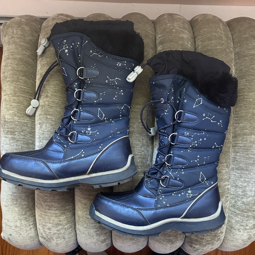 Kids Navy Winter Boots - Picture 2 of 3